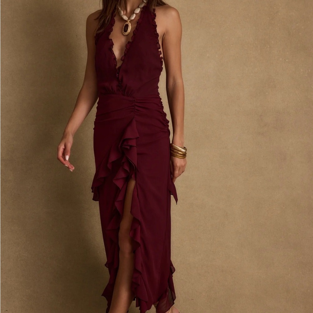 12th Tribe NWT Deep Red Backless Dress